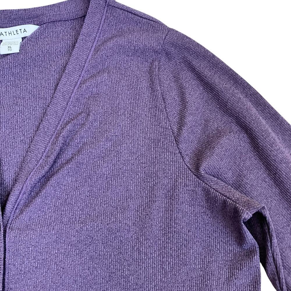 Athleta Sz XL Uptempo Ribbed Henley Top in Regal Plum Purple Stretchy Fitted - Picture 7 of 16